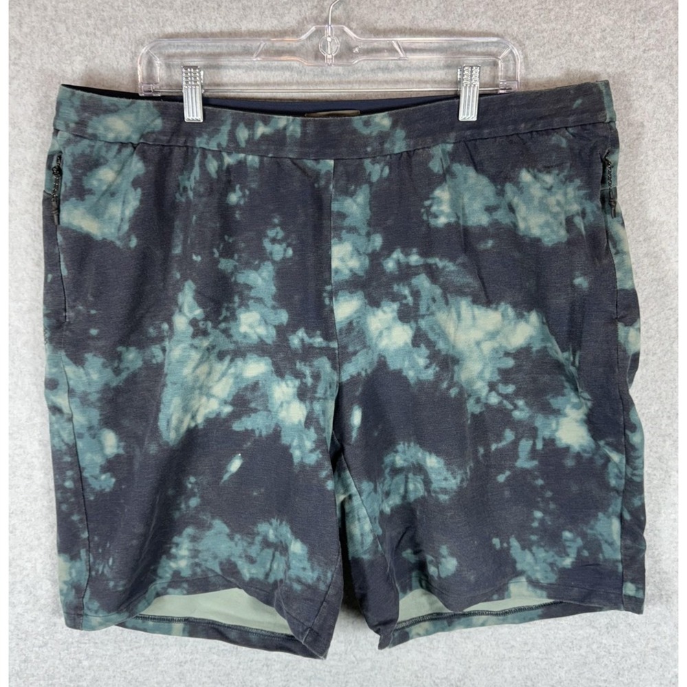 FLX‎ Shorts Mens 2XL Tall Blue Green Tie Dye Stretch Athletic Casual Drawstring